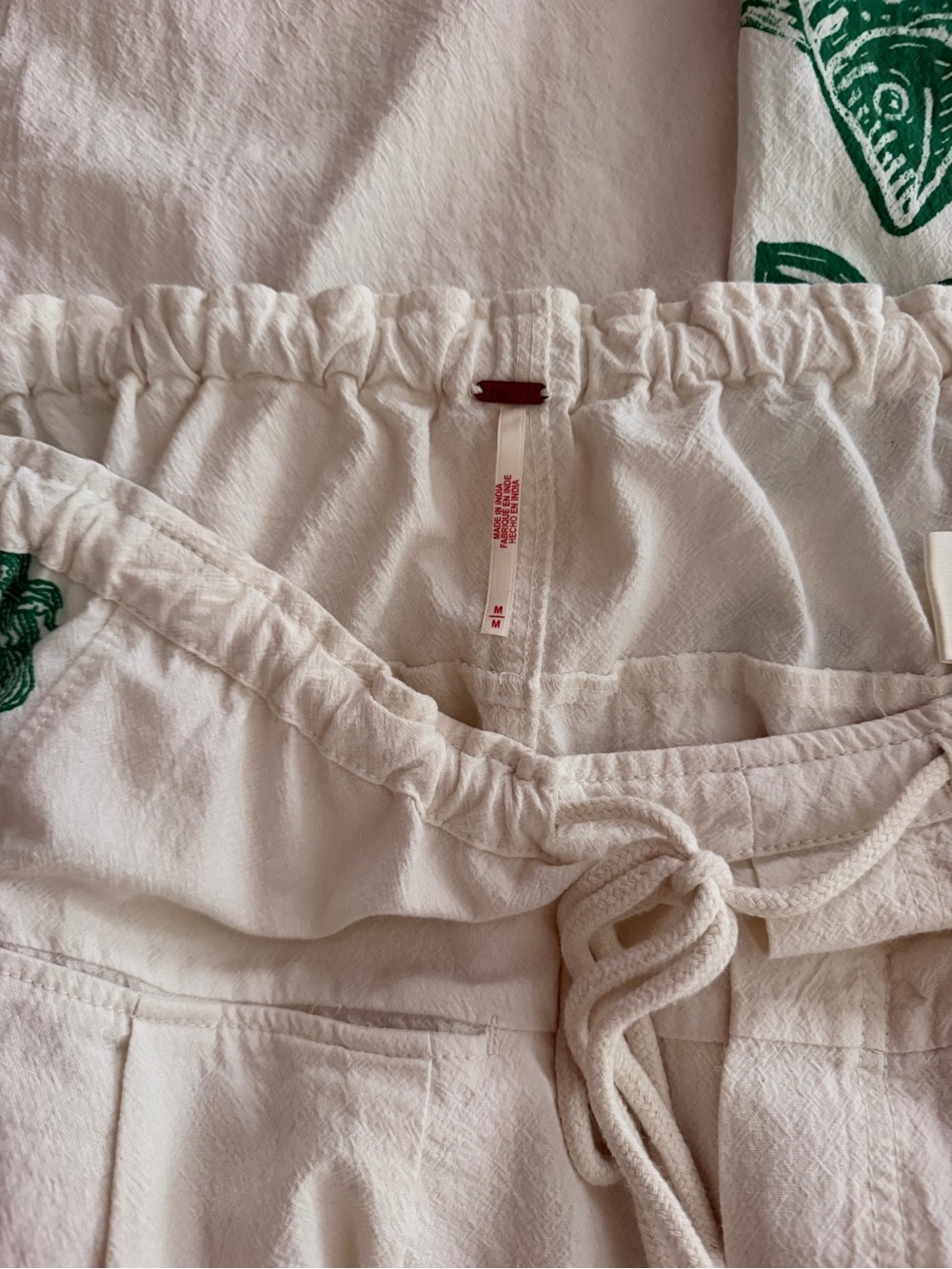 Free People Cream Lounge Pants with Green Sea Life Embroidery - Picture 3 of 3